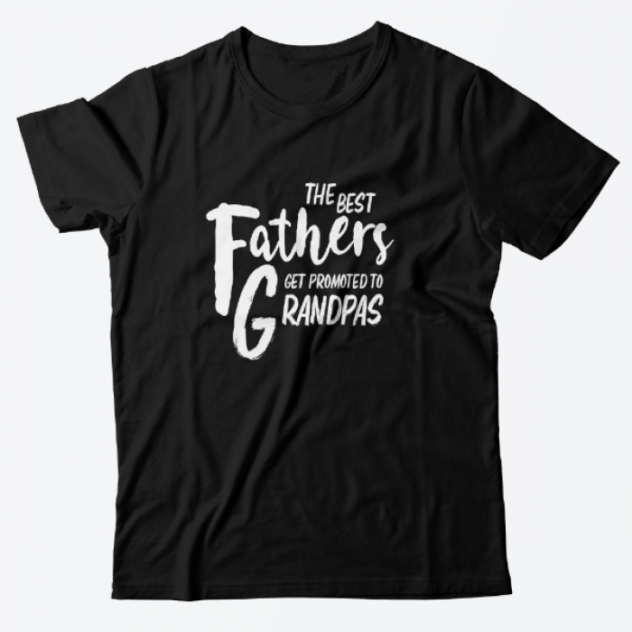 Футболка в подарок для дедушки с надписью "The best fathers get promoted to grandpas"